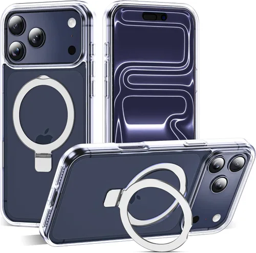 Miniatura 120 de SKYLMW – Funda compatible con iPhone 12 Pro Max y iPhone 13 Pro Max con soporte magnético invisible tipo anillo, fundas translúcidas para teléfonos