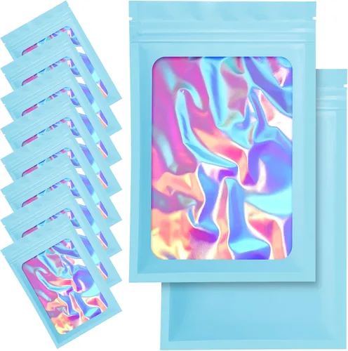 Miniatura 8 de 100 piezas de bolsas resellables a prueba de olores - 4 x 6 pulgadas, bolsas de papel de aluminio, bolsas planas transparentes de almacenamiento