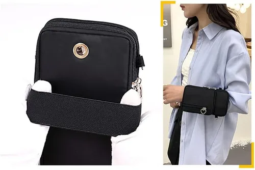 Miniatura 4 de Bolso bandolera espacioso para teléfono celular para iPhone 17 16 Pro Max Samsung Galaxy S25 S24 Ultra A15 A16 A17 (negro)
