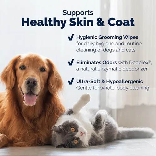 Miniatura 4 de Vetnique Furbliss/Dermabliss Toallitas para mascotas para perros y gatos para aseo, limpieza y desodorización, toallitas gruesas para perros