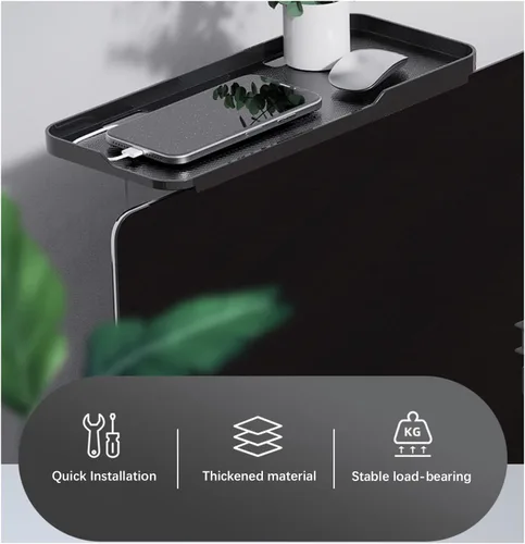 Miniatura 5 de JIANNI Estante superior para monitor, estante superior de TV de 2 piezas con agujeros de cuerda y plataforma antideslizante, instalación rápida sin