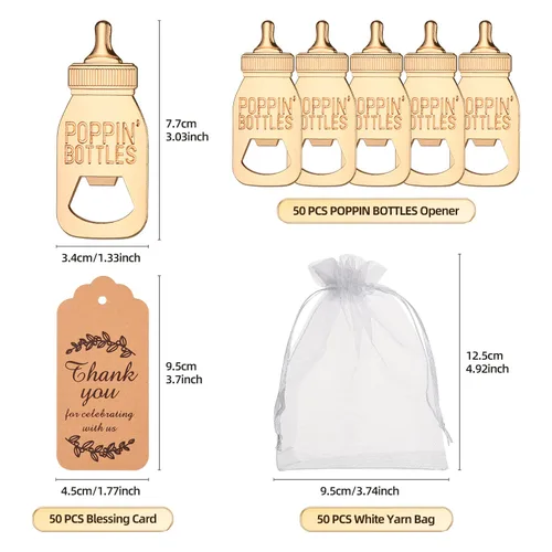 Miniatura 4 de 50 abridores de botellas de bebé, bonitos abrebotellas de poppin, regalos de regreso para invitados, bodas, fiestas, recuerdos, decoración de fiesta