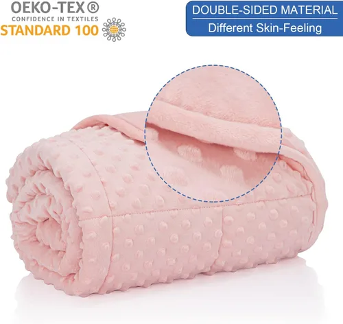 Miniatura 2 de Huloo Sleep Manta con peso para niños, tamaño individual, 7 libras (41 x 60 pulgadas, rosa), transpirable, suave, manta con peso de minky para todas