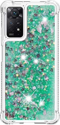 Miniatura 92 de Glitter Sparkle Moving Quicksand Flowing Cover para Xiaomi Redmi Note 10S Bling Liquid Clear Star Heart Silicona Bumper Funda transparente de goma a
