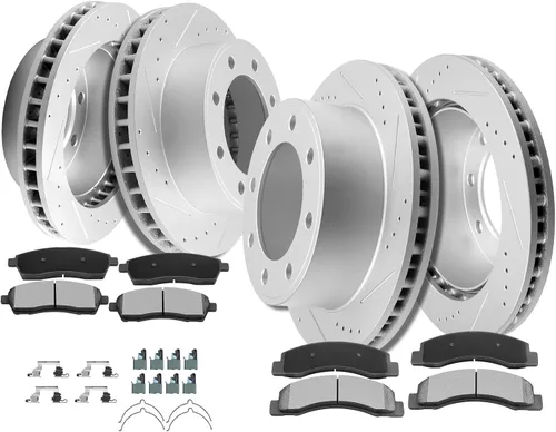 Miniatura 20 de Kit de frenos y rotores, SCITOO 4 rotores de freno y 8 pastillas de freno de cerámica para Jeep Grand para Cherokee 1999-2004