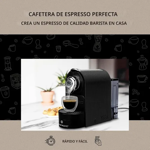Miniatura 5 de ChefWave Máquina de café expreso y cafetera (negro) – Compatible con cápsulas Nespresso, programable, de un solo toque, bomba italiana de alta