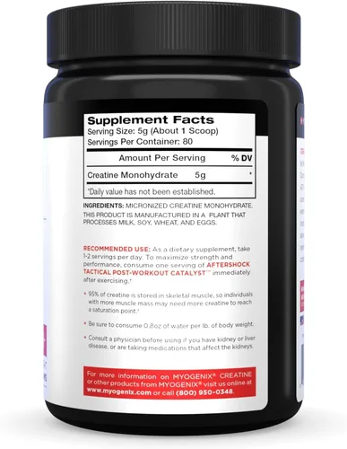 Miniatura 3 de Myogenix Monohidrato de creatina, polvo de creatina pura para fuerza y resistencia, apoya la producción de ATP y la fuerza muscular, sin aditivos
