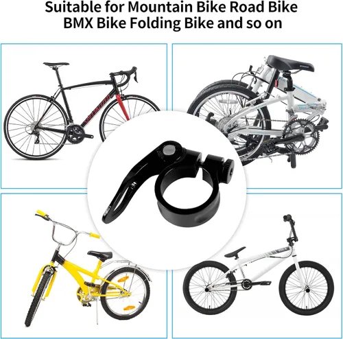 Miniatura 6 de NUWAB Abrazadera de poste de asiento de bicicleta premium, collar de tija de sillín de liberación rápida para bicicleta con aleación de aluminio