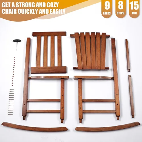 Miniatura 7 de Mecedora de Porche de Madera para Niños - Perfecta para Interiores o Exteriores, Mecedora de Porche para Todo Clima para Jardín, Césped, Balcón