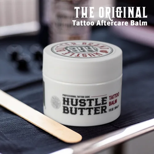 Miniatura 7 de Hustle Butter Tattoo Aftercare 5oz At Home y 1oz Bálsamo de cuidado posterior de tamaño de viaje, úsalo mientras cura nuevos tatuajes