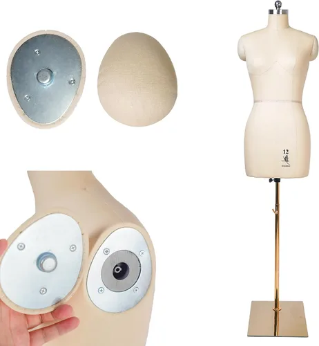 Maniquí de costura femenino, Talla 12, forma de vestido profesional para exhibición y diseño de sastre, cuerpo de espuma de maniquí de costura para