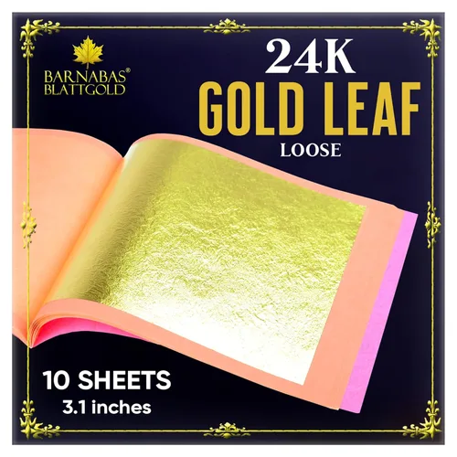 Miniatura 15 de Barnabas Blattgold Hoja de oro, oro real de 22 quilates [25 hojas, 3.1 pulgadas] - Patente de transferencia para pintura, artes y manualidades