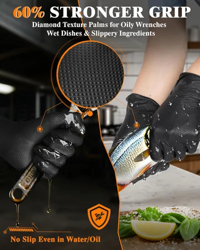 Miniatura 7 de Guantes de nitrilo Nitroshield 9 mil, resistentes, desechables, negros, talla XLarge, 800 piezas - Guantes de goma resistentes a productos químicos