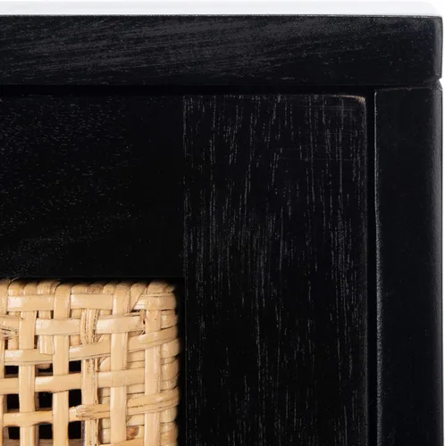 Miniatura 4 de SAFAVIEH Home Collection Hedwig - Mesita de noche de ratán negro y natural de 2 puertas