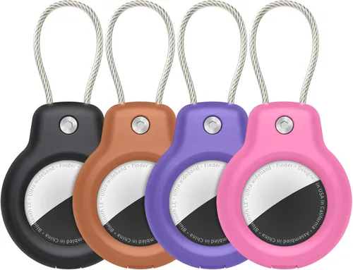Miniatura 16 de SPGUARD Funda para AirTag con llavero, paquete de 4 unidades para Apple Air Tag con bloqueo de cable de alambre, llavero, accesorios