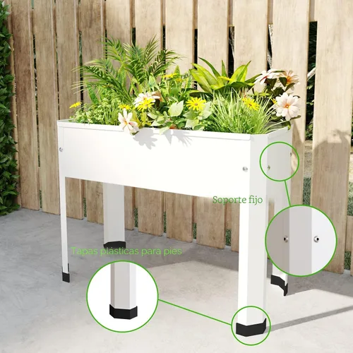 Miniatura 7 de PROXRACER Cama de jardín elevada con patas desmontables, maceta de metal elevada para cultivar hierbas frescas, verduras, flores, suculentas y otras