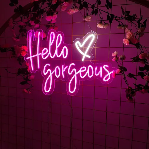 Miniatura 3 de Letrero de neón con texto en inglés «Hello Gorgeous Neon Sign» para regalo – Bar Pub Club Rave Apartment Decoración del hogar para fiesta de Navidad