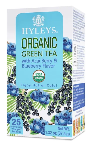 Miniatura 4 de Hyleys Té verde orgánico sabor a bayas de acai y arándanos - 25 bolsas de té