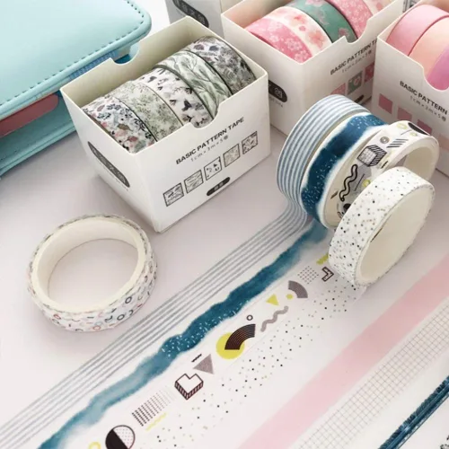 Miniatura 7 de Juego de 5 rollos de cintas washi creativas y básicas para artes, manualidades, diarios, planificadores, álbumes de recortes, envoltura (Sakura)