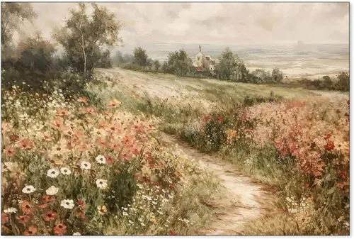 Miniatura 22 de Arte de pared de paisaje con flores silvestres y naturaleza, póster floral botánico retro, pinturas de plantas de cabaña, impresiones en lienzo