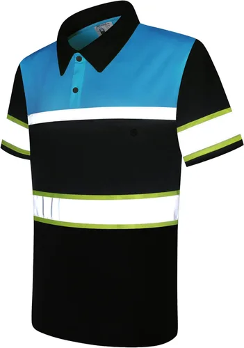 Miniatura 3 de Camisas de seguridad HoliSecure para hombre, camisas polo reflectantes de alta visibilidad para hombre con bolsillo, ropa de trabajo de manga corta