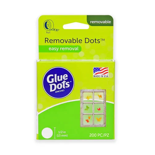 Glue Dots, Puntos extraíbles, de doble cara, 1/2", .5 pulgadas, 200 puntos, cinta adhesiva para manualidades, puntos de pegamento adhesivo adhesivo,