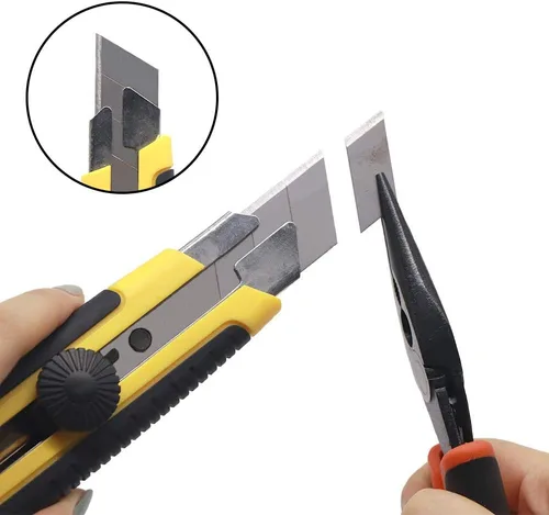 Miniatura 3 de Cuchillo utilitario resistente de 0.984 in, cortador de caja con 20 cuchillas retráctiles SK-5, cortadores a presión con agarre de goma para cartón