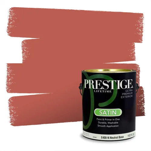 Miniatura 206 de Prestige Paints Pintura exterior e imprimación en uno, 1 galón, plano, coincidencia comparable de Valspar* Amber Rose*