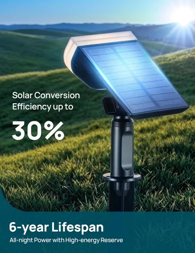 Miniatura 3 de Linkind - Paquete de 2 focos solares para el atardecer hasta el amanecer, luces solares para jardín con 16 LEDs, de luz blanca cálida de 3000 K