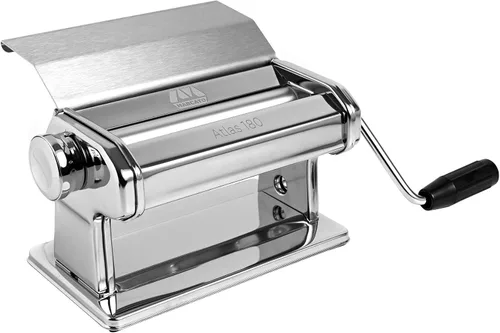 Marcato Fabricada en Italia Atlas 180 Máquina Manual de Pasta con Deslizador, Acero Cromado. Buena para pasta, pan y decoración de pasteles