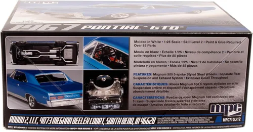 Miniatura 3 de C.P.M. MPC: kit de modelo a escala 1:25 - 1967 Pontiac GTO - Azul, más de 85 piezas - Nivel de habilidad 2, kit de construcción de vehículos