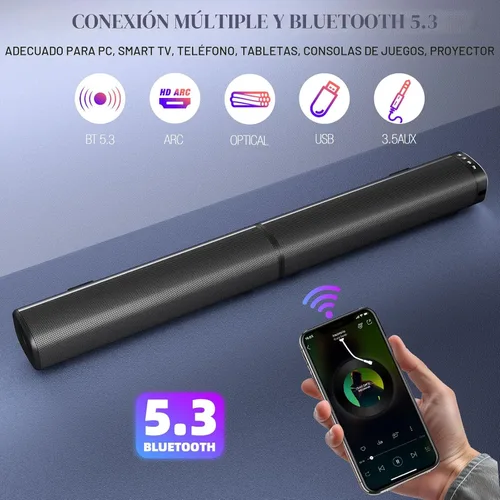 Miniatura 2 de Puriom Barra de sonido para Smart TV, barra de sonido de 100 W con conexión Bluetooth 5.3/ARC/Opt/AUX, barra de sonido desmontable 2 en 1, altavoz