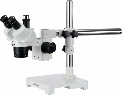 Miniatura 9 de AmScope Microscopio estéreo trinocular SW-3T24Y-FRL, oculares WH10x, aumento 20X/30X/40X/60X, objetivo 2X/4X, soporte de brazo único, luz de anillo