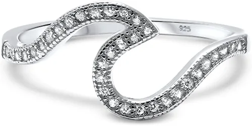 Miniatura 3 de Oxford Diamond Co . Anillo de plata de ley 925 con diseño de ondas en colores disponibles