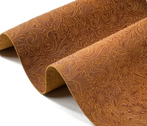 Miniatura 10 de Hoja de cuero genuino con textura de protuberancia de estilo occidental, patrón geométrico de 0.079 in (5-5.5 onzas), herramientas florales