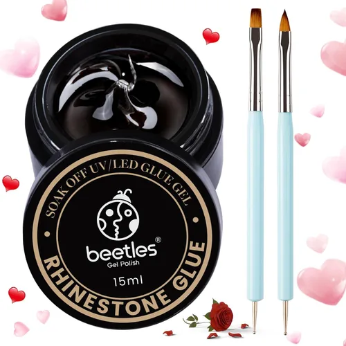 Miniatura 7 de Beetles - Pegamento de diamantes de imitación para uñas con 2 bolígrafos de doble propósito, 1 pieza de pegamento de uñas de 0.5 fl oz para arte