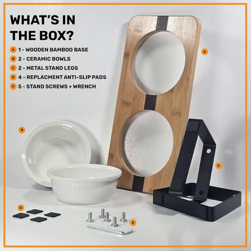 Miniatura 5 de Soporte Elevado para Tazones de Gato para Comida y Agua – Estación de Alimentación Elevada Anti-Vómito con Soporte Inclinado – Tazones Redondos