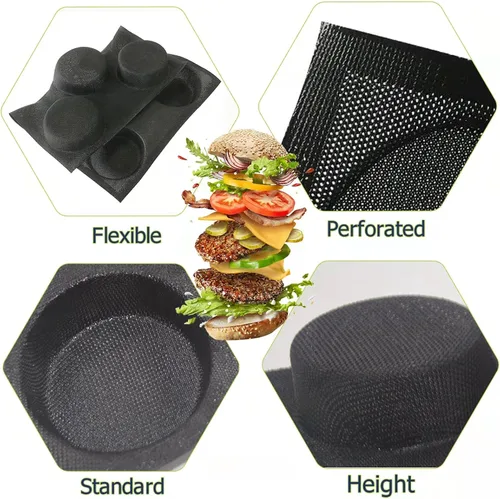 Miniatura 8 de Masteymoh Molde de malla de silicona para hamburguesas, molde de bollo de 20 cavidades con agujeros para bollos sin gluten