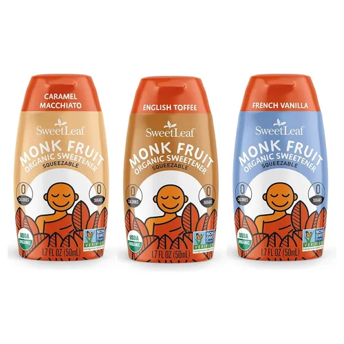 SweetLeaf Liquid Monk Fruit Paquete Variado - Gotas Edulcorantes de Fruta de Monje, Extracto Orgánico de Fruta de Monje, Edulcorante Cero Calorías,