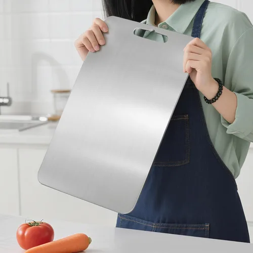 Miniatura 8 de Tabla de cortar de titanio para cocina - Tablas de cortar de titanio 100% puro no tóxicas - Nueva actualización 2025 tablas de cortar de metal