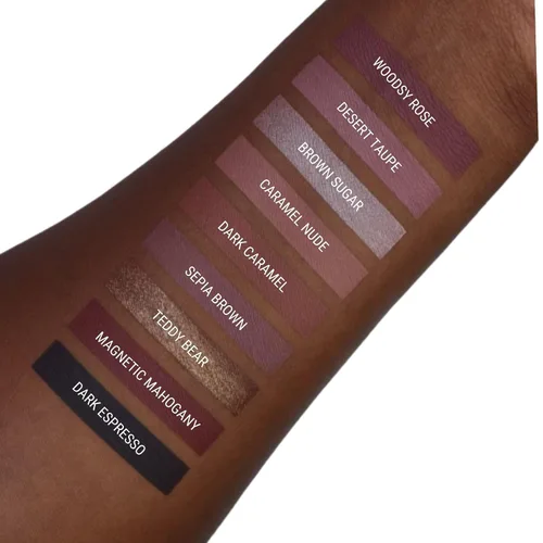 Miniatura 5 de Aromi Lápiz labial líquido metálico A prueba de manchas y de larga duración, marrón claro, color de labios tostado con acabado brillante, vegano
