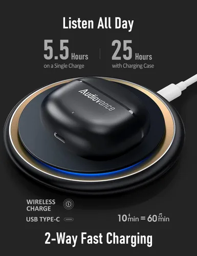 Miniatura 6 de Audiovance Euphony 301 - Auriculares inalámbricos Bluetooth para iPhone y Android, auriculares inalámbricos de sonido premium (EU301)