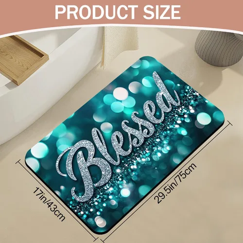 Miniatura 2 de Tapete de baño antideslizante, decoración de baño con purpurina bendita, tapete de baño plateado de diatomeas de secado rápido, absorbente, alfombra