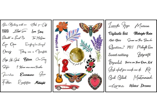 Miniatura 4 de Concierto de gira temporal de tatuajes "13" - Más de 100 tatuajes incluidos - Letras, canciones - Tatuaje extraíble, traje de concierto
