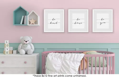 Miniatura 7 de DREAM BIG PRINTABLES Impresiones artísticas de pared "Sé amable, sé valiente, sé tú mismo" (juego de 3) - sin marco - 20x25 cm de arte motivacional