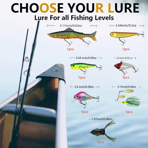 Miniatura 3 de Kit de señuelos de pesca, incluyendo cebos, anzuelos, palas, lombrices, plomos, ganchos, caja de aparejos y más equipo de pesca para truchas