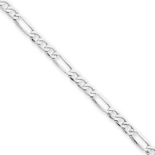 Miniatura 3 de PORI JEWELERS 10K White Gold 2MM,2.3MM, 5.5MM Figaro 3+1 Link Chain Necklace - Size 14"-30