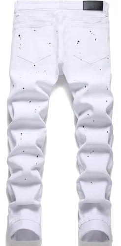 Miniatura 2 de OIIIO Jeans elásticos rasgados de ajuste regular para hombre