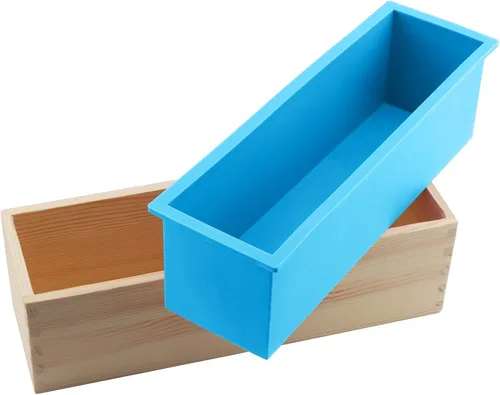 Miniatura 4 de ZOENHOU 7 moldes de jabón de 42 onzas con cortador ondulado de acero inoxidable y cortador recto, barra de jabón rectangular de silicona para hacer