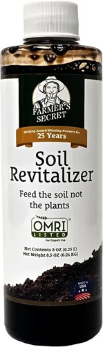 Farmer's Secret Soil Revitalizer (8 onzas) - Refuerzo de suciedad beneficioso orgánico (listado OMRI) - Ácido húmico activado - Enmienda de suelo de